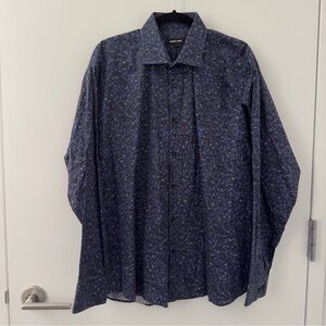 Jared Lang Abstract Print 100% Cotton Button Up Down Shirt Size 17 XL Patterned